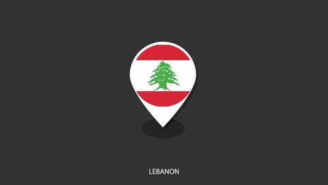 Vector motion of Lebanon flag icon look like check-in icon on black background.