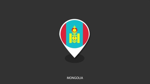 Vector motion of Mongolia flag icon look like check-in icon on black background.