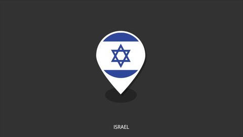 Vector motion of Israel flag icon look like check-in icon on black background.