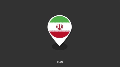 Vector motion of Iran flag icon look like check-in icon on black background.