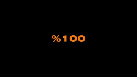 Percent counter from 1 to 100 percent. If needed freeze frame at any percent to get what number needed. Changing color from white to orange.