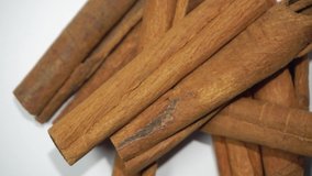 Clips of Cinnamon herbs also known as kayu manis with selective focus