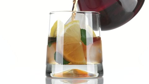 ice tea. making ice tea with mint, ice cubes and sliced lemon. Summer drinks. 4K UHD video