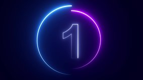 Modern counting from 1 to 10. Best for song places or video presentations loop. Neon number 4K Beautiful futuristic HUD with countdown. Head-up Display computer data. Hi-tech concept element