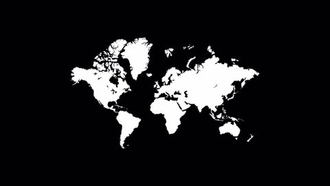 World map. Glitch effect. The world map is white. Alpha channel.