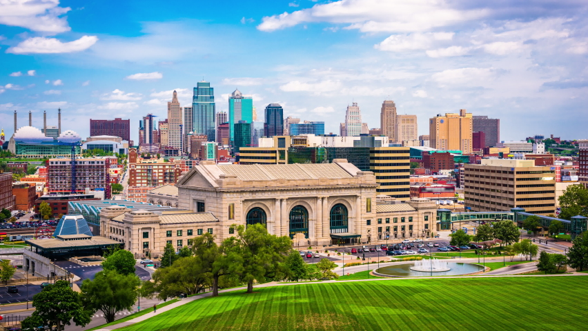 Kansas City, Missouri, USA downtown skyline with Union Station. | Shutterstock HD Video #1073584835