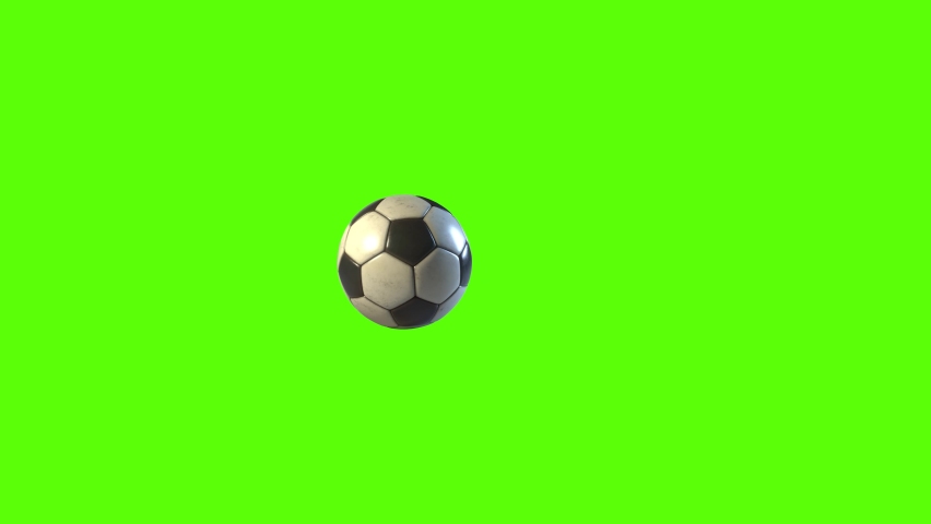 Side on view of a 3D soccer ball rolling from right to left. Standard football in a continuous roll perfect for sports advertising. 4K clip at 60fps for smooth motion with a green screen. | Shutterstock HD Video #1073585123