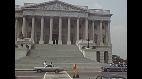 Washington DC, United States - in 1981: right staircase of Capitol building in 1980s. Home of the United States Congress. The historical United States in year 1980s.