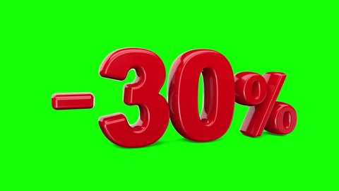 Discounts from 10 to 75 percent jumping out on a green background. Special offer, great offer, sale. Bright red text on green. 3D animation