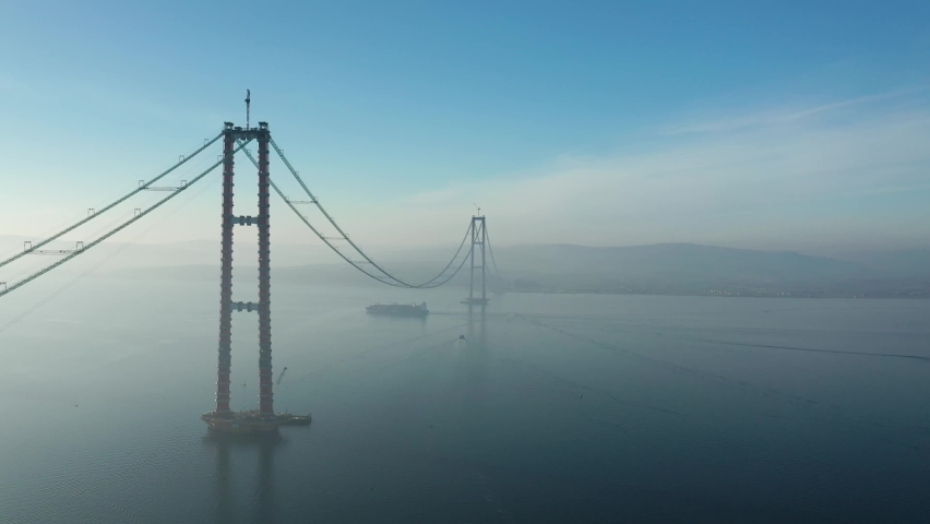 mega bridge building constuction site europe asia