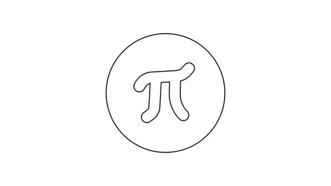 Black line Pi symbol icon isolated on white background. 4K Video motion graphic animation.