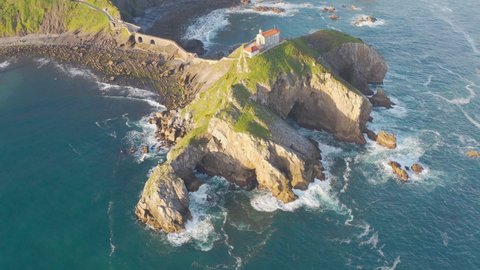 Gaztelugatxe is isle on the coast of Biscay belonging to the municipality of Bermeo, Basque Country, Spain. It is connected to the mainland by a man-made bridge. Beautiful travel destination in Europe