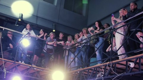 Group Caucasian Women Spectators Standing On Stock Footage Video (100% ...