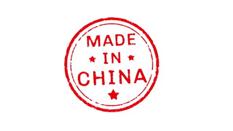 Made In China Text Stamp effects Animation on White Background and Green Screen