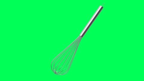 3d rendering wire whisk isolated on green screen 4k footage