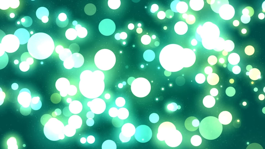 Loopable abstract background green glowing bokeh circles