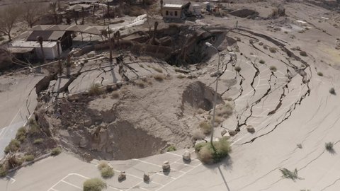 Large sinkhole close to house In the desert, Aerial view
drone view from dead sea sinkhole, Israel 2021
