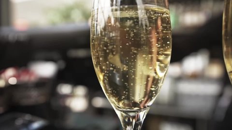 Super Slow Motion Close Up of Champagne Pouring