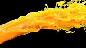 Beautiful orange juice jet stream Isolated black background Liquid splash super slow motion shot 1000fps 4k - Powered by Shutterstock - Get 15% off with code: PIKWIZARD15