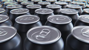 Realistic looping tracking shot 3D animation of the matte black drink cans rendered in UHD - Powered by Shutterstock - Get 15% off with code: PIKWIZARD15