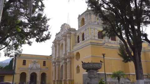 La Merced church in Antigua Guatemala. Side view of la Merced Church