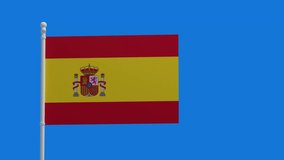 The Kingdom of Spain national flag, waving in the wind. 3d rendering, CGI animation. Video in 4K resolution.