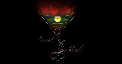 burning layered cocktail logo for restaurant or bar menu or wine list