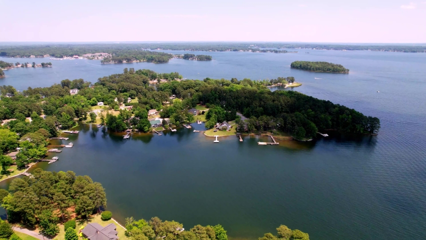 Aerial High Shot, Lake Murray SC, Lake Murray South Carolina Royalty-Free Stock Footage #1073759948