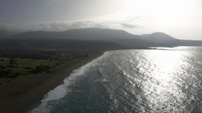 Aerial Along Peloponnese Coasts, Greece. Graded and stabilized version.