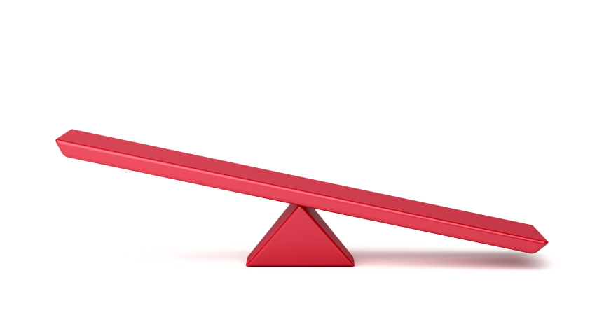 Empty seesaw on white background