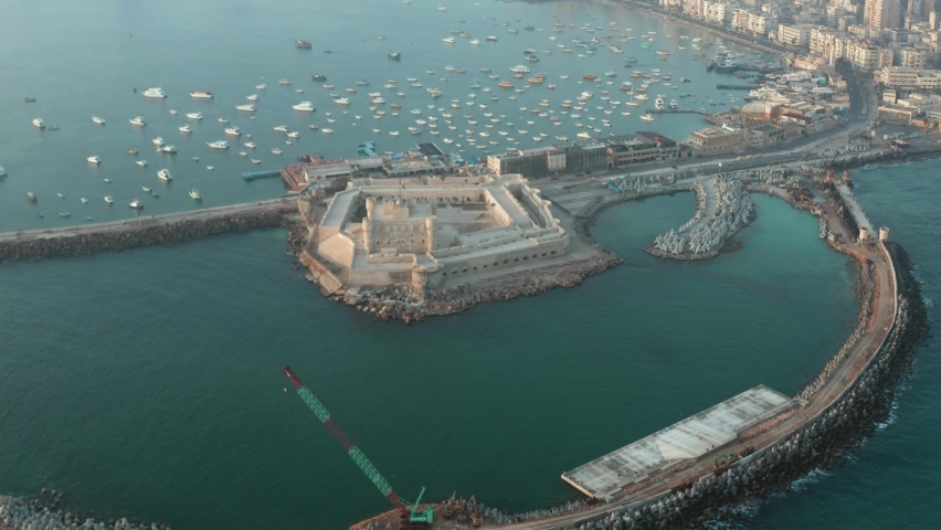 Drone footage of Qaitbay Citadel,Bey Citadel in Alexandria