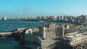 Drone footage of Qaitbay Citadel,Bey Citadel in Alexandria