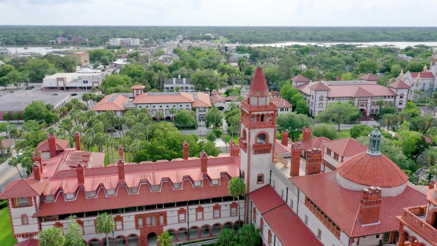 Aerial view of the Flagler College in Saint Augustine, Florida.