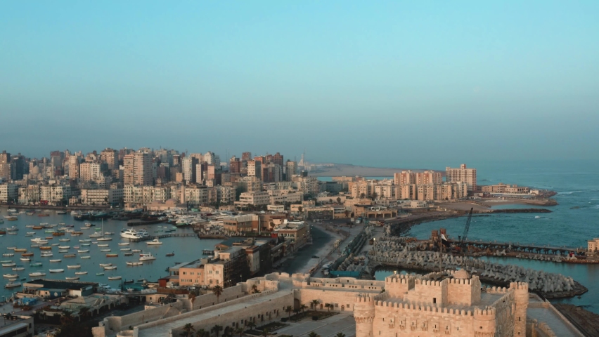 Drone footage of Qaitbay Citadel,Bey Citadel in Alexandria