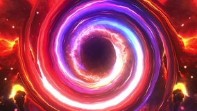 Abstract 4K 3D CGI colorful glow black hole with nebula gas cloud in space. Loop space flight towards mysterious blackhole or wormhole twisting animation with rainbow light spinning in the universe. - Powered by Shutterstock - Get 15% off with code: PIKWIZARD15