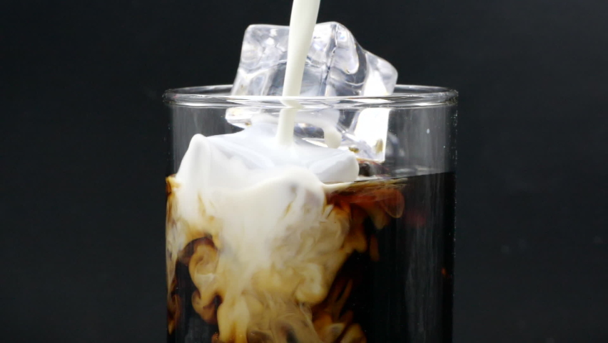 Iced Coffee with Milk Closeup Royalty-Free Stock Footage #1073811296