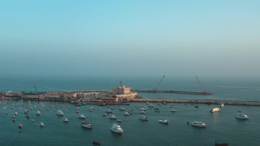 Drone footage of Qaitbay Citadel,Bey Citadel in Alexandria