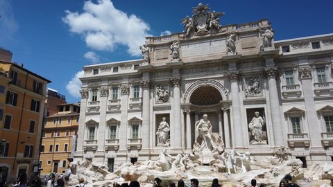 Europe, Italy June 2021 - The Trevi Fountain is a  Baroque fountain in the Trevi district in Rome - tourist after visiting sightseeing  after finish of lockdown due Covid-19 Coronavirus 