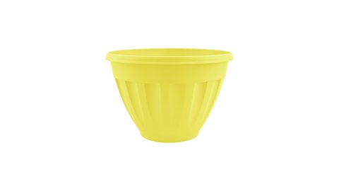 Stop motion animation. Ribbed color pots. Changing the color of flower pot on a white background. 4K, 25p.