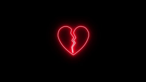 Broken Heart Neon Sign Appear Center Stock Footage Video (100% Royalty ...