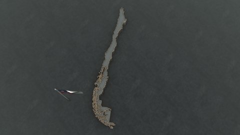 3D animation of the map of Chile and flag