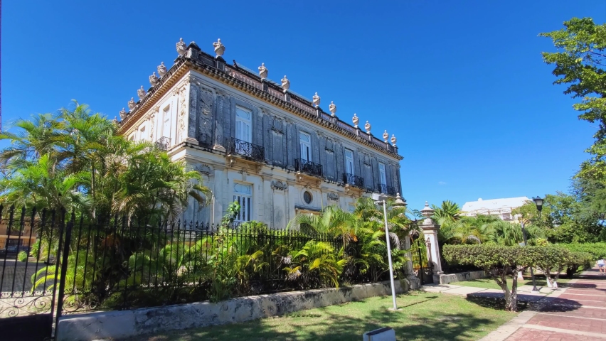 Central Avenue Paseo de Montejo in Merida with local museums, restaurants, monuments and tourist attractions.