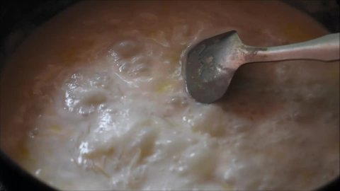 Video of boiling milk along with Vermicelli to make Samiya Payasam. Payasam is a south Indian dessert most commonly found in Kerala.
