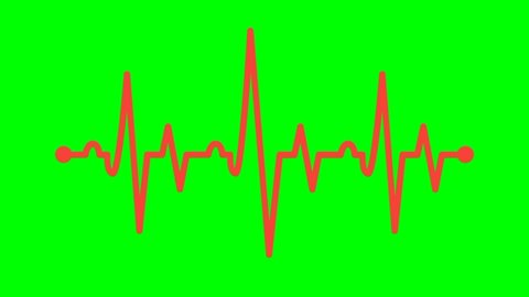 Heartbeat monitor EKG line monitor shows heartthrob, Seamlessly loop electrocardiogram medical screen with a graph of heart rhythm on greenscreen.