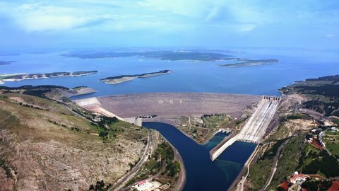 Sanlıurfa , Turkey - 04 20 2021: Ataturk Dam is the biggest dam in Europe and Turkey.