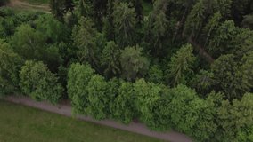 Aerial video from a drone of a view of the city of Izhevsk, a pond, a forest park and a TV tower. Udmurt Republic, the city of Izhevsk, Russia.