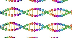 3d animated colored DNA test video render isolated on white background for video editing and medical trainings