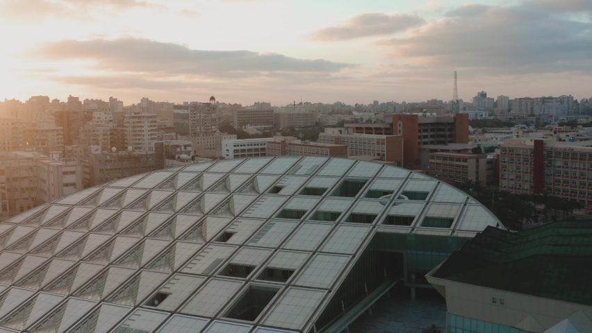 Drone footage of the Bibliotheca Alexandrina, Library of Alexandria