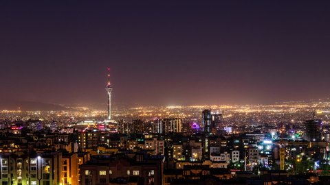 4K Tehran-Iran time-lapse with milad tower in the frame
day to night skyline timelapse of Tehran city.
