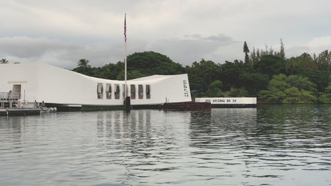 Arriving At The USS Arizona Memorial In Pearl Harbor Hawaii